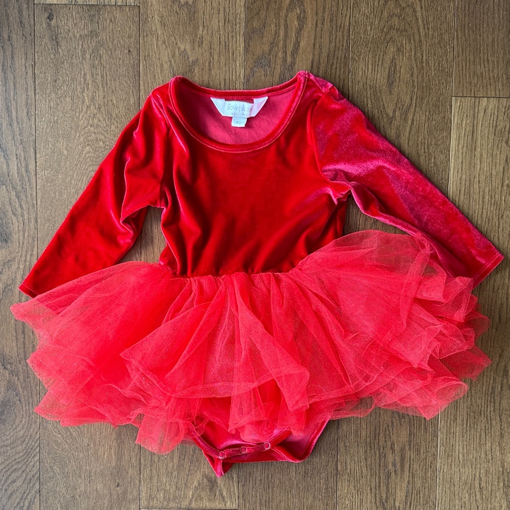 I Love Plum Red Velvet Tutu Costume for Kids